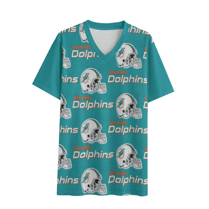 Miami Football Game Day Eco-friendly All-over Print Unisex V-neck T-Shirt