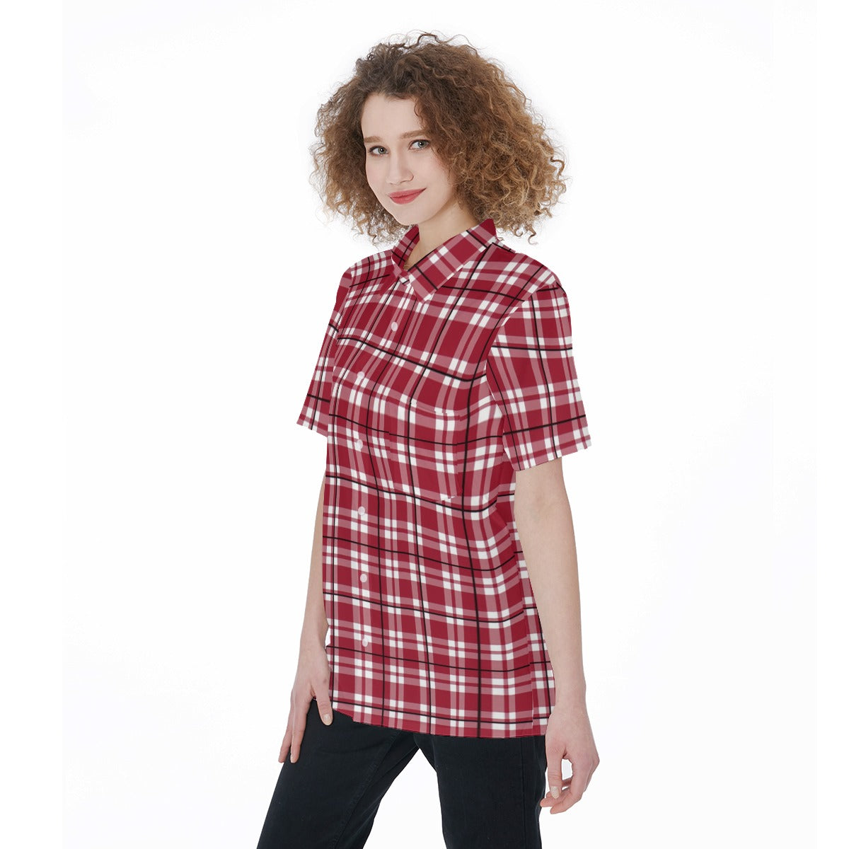 Alabama - Crimson Tide tartan plaid  Women's Short Sleeve Shirt With Pocket