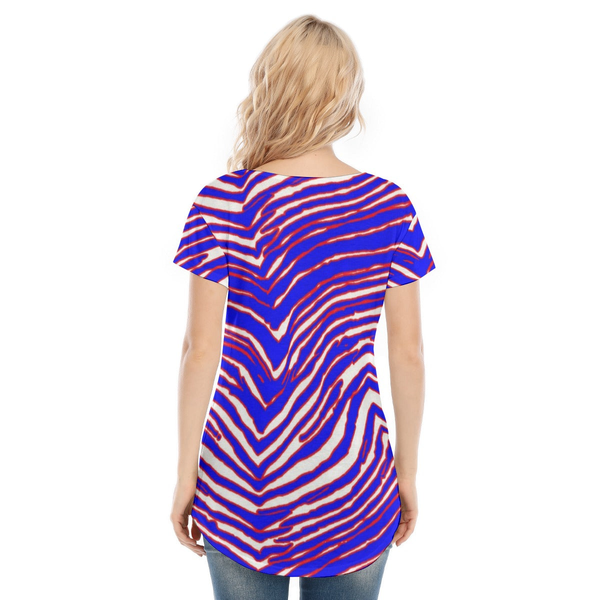Buffalo Bills Zubaz Women's V-neck Short Sleeve T-shirt