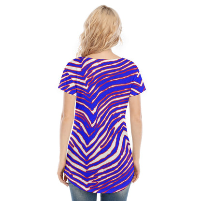 Buffalo Bills Zubaz Women's V-neck Short Sleeve T-shirt