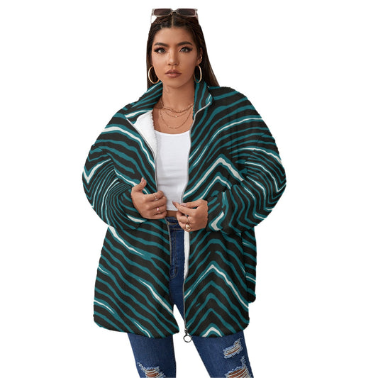 Philadelphia Football Game Day All-Over Print Unisex Borg Fleece Stand-up Collar Coat With Zipper Closure(Plus Size)