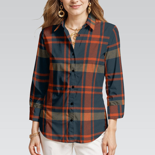 Auburn - Tigers Tartan Plaid Women's 3/4 Sleeve Shirt