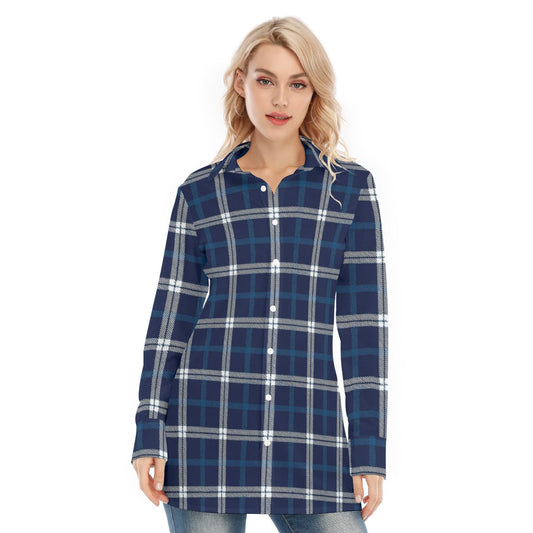 Penn State Tartan Plaid Nittany Lions  Women's Long Shirt |115GSM Cotton poplin