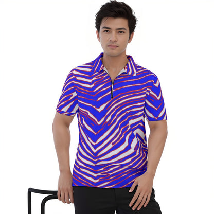 All-over Print Men's Polo Shirt with  Zipper