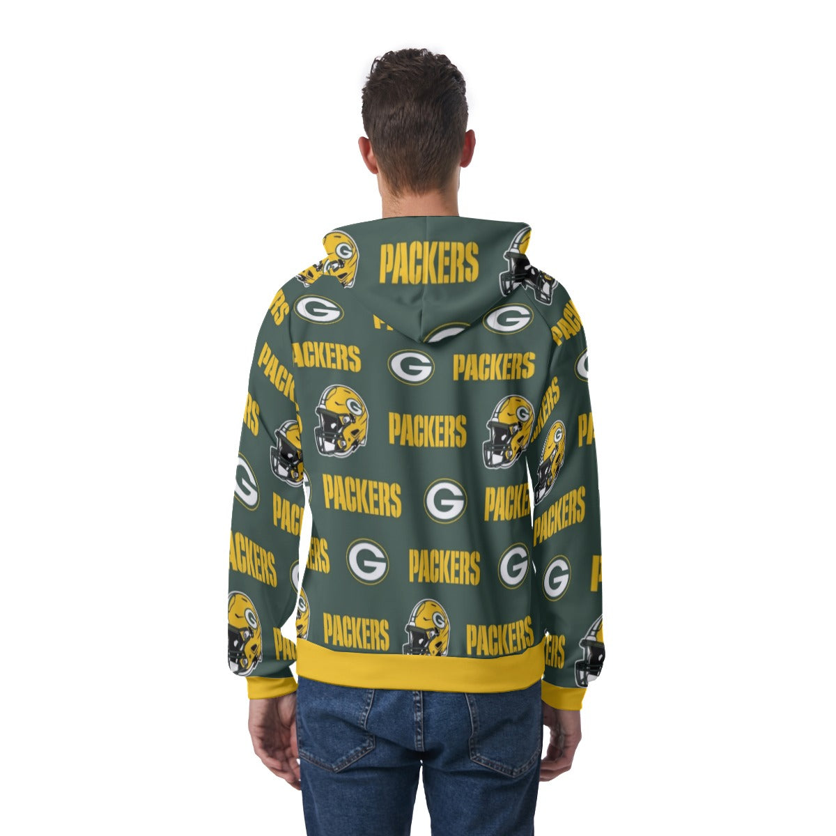 Green Bay Football Game Day All-Over Print Men's Raglan Pullover Hoodie