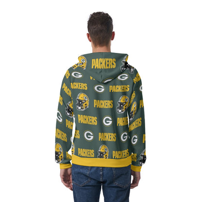 Green Bay Football Game Day All-Over Print Men's Raglan Pullover Hoodie