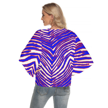 Buffalo Bills Zubaz Women's Bat Sleeve Light V-neck Front Buttoned Top
