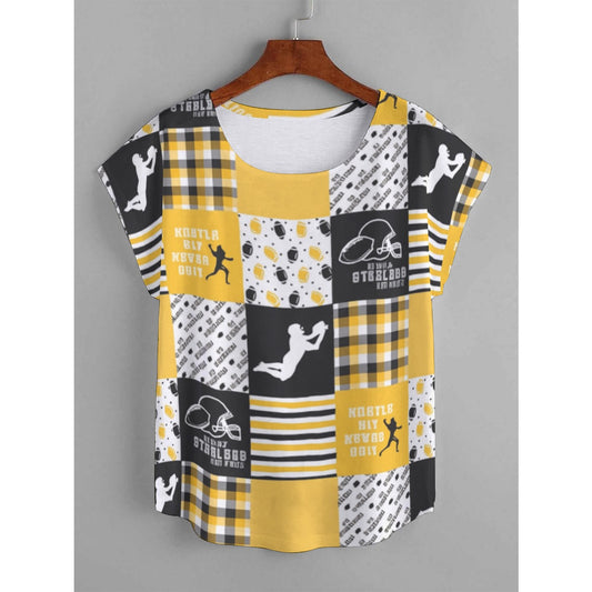 All-Over Print Women's Curved Hem T-shirt (Plus Size)