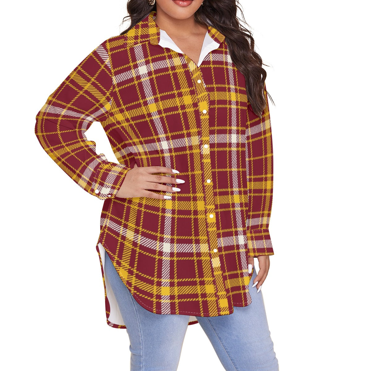 Minnesota Tartan Plaid Golden Gophers Women's Shirt With Long Sleeve(Plus Size)