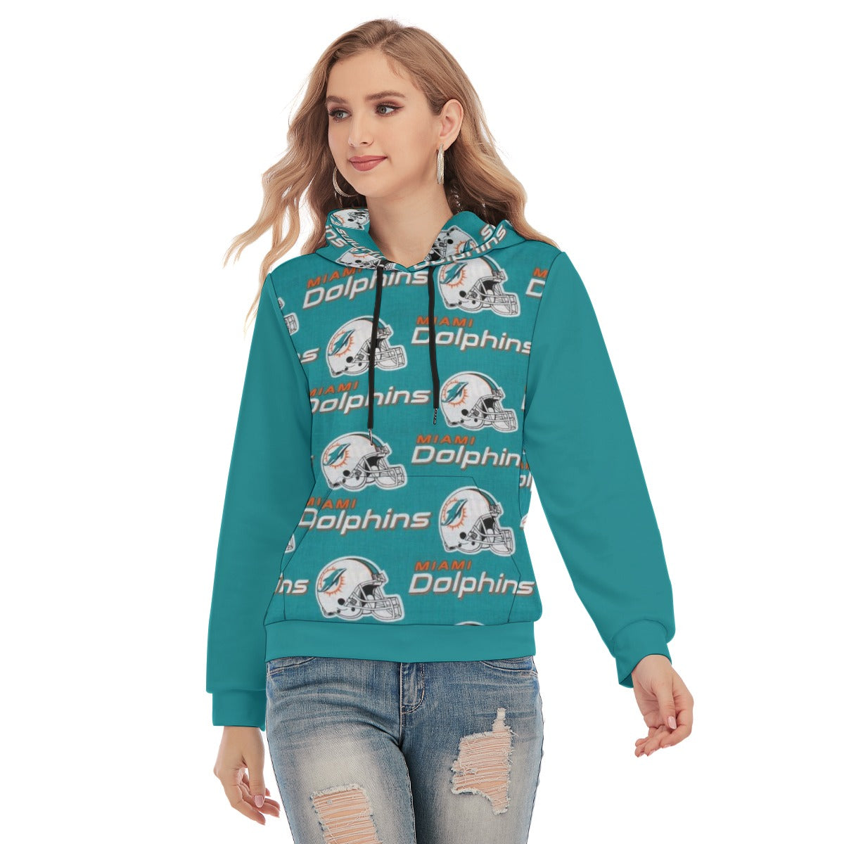 Miami Football Game Day All-Over Print Women's Slim Pullover Hoodie