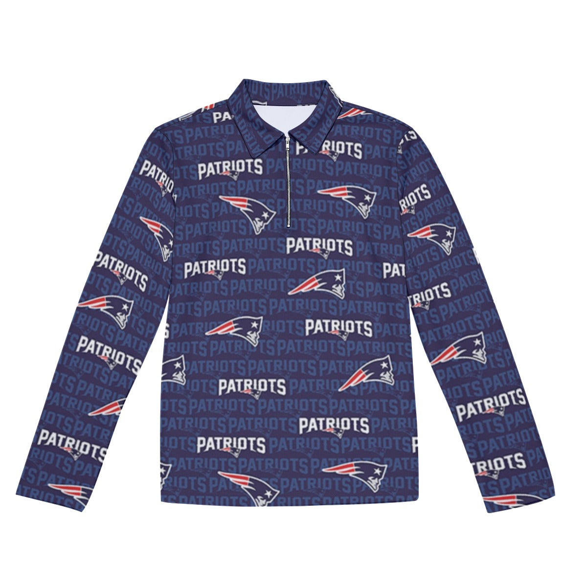 New England Football Game Day All-Over Print Men's Lapel T-shirt With Neckline Zipper Closure