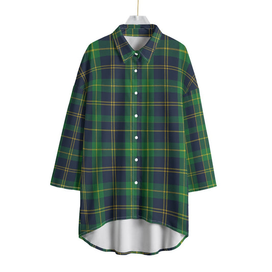 Notre Dame Tartan Plaid Fighting Irish Women's Chiffon Shirt With Elbow Sleeve