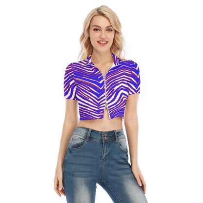 Buffalo Bills Zubaz Women's Short Sleeve T-shirt With Two-way Zipper
