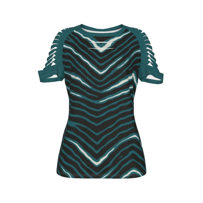 Philadelphia Football Game Day All-Over Print Women's Ripped T-Shirt
