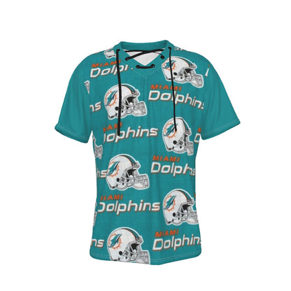Miami Football Game Day All-Over Print Men's Short Sleeve T-shirt with Neckline Tie