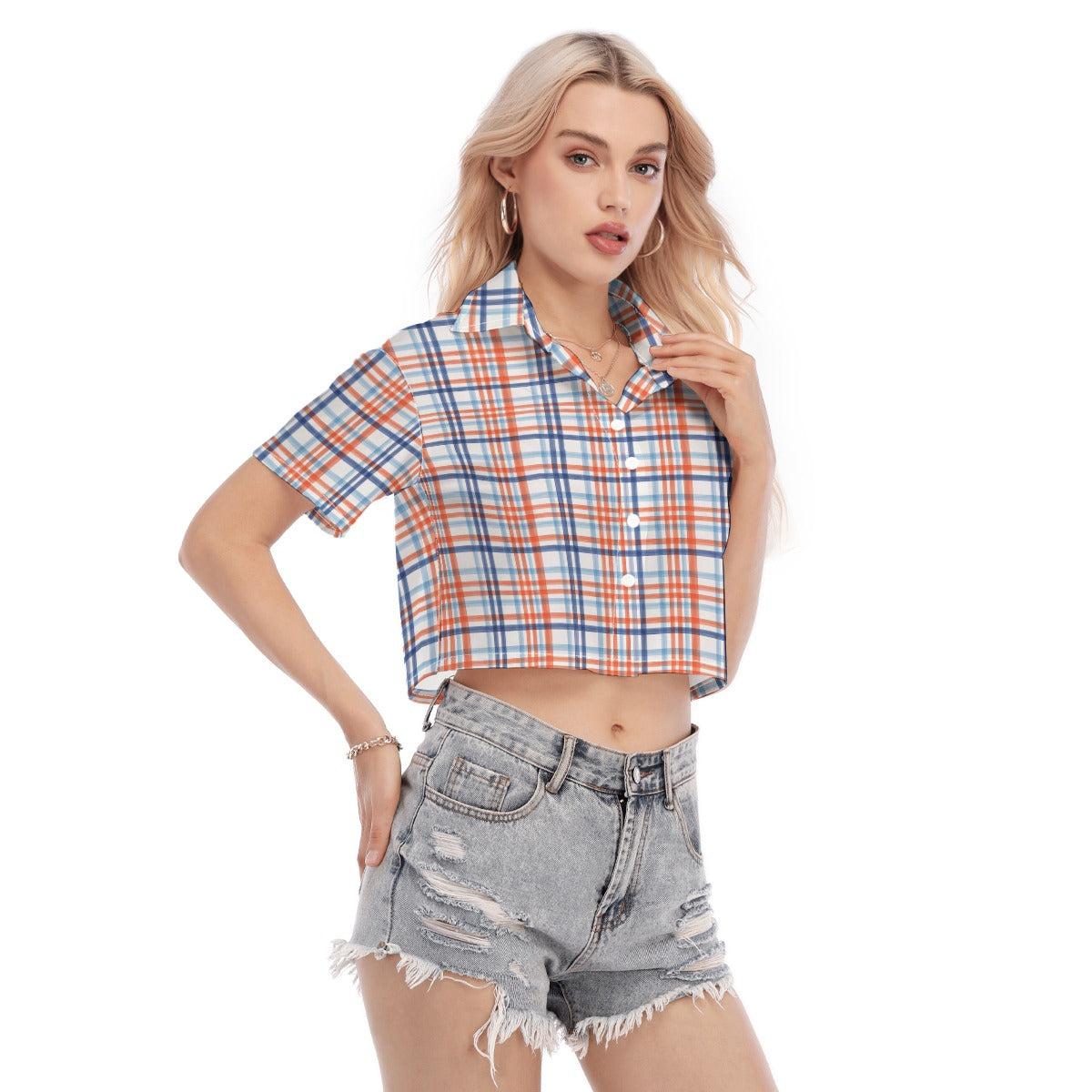 Florida - Gators tartan plaid Women's Cropped Shirt