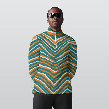 Miami Football Game Day All-Over Print Men's Sports Collar Jersey With Long Sleeve