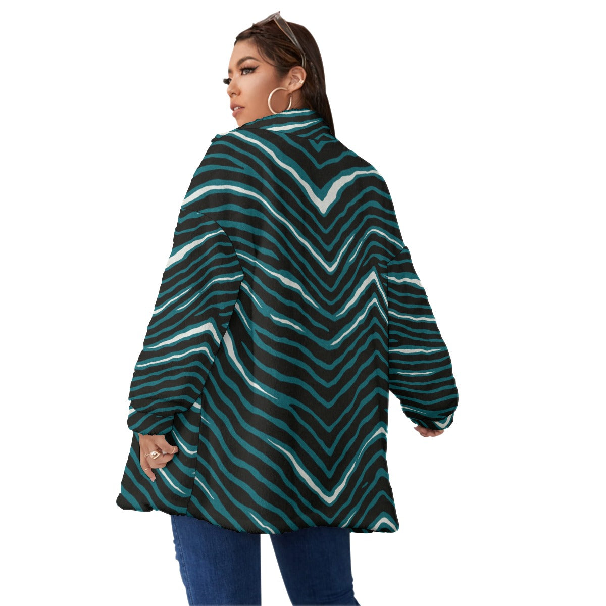 Philadelphia Football Game Day All-Over Print Unisex Borg Fleece Stand-up Collar Coat With Zipper Closure(Plus Size)