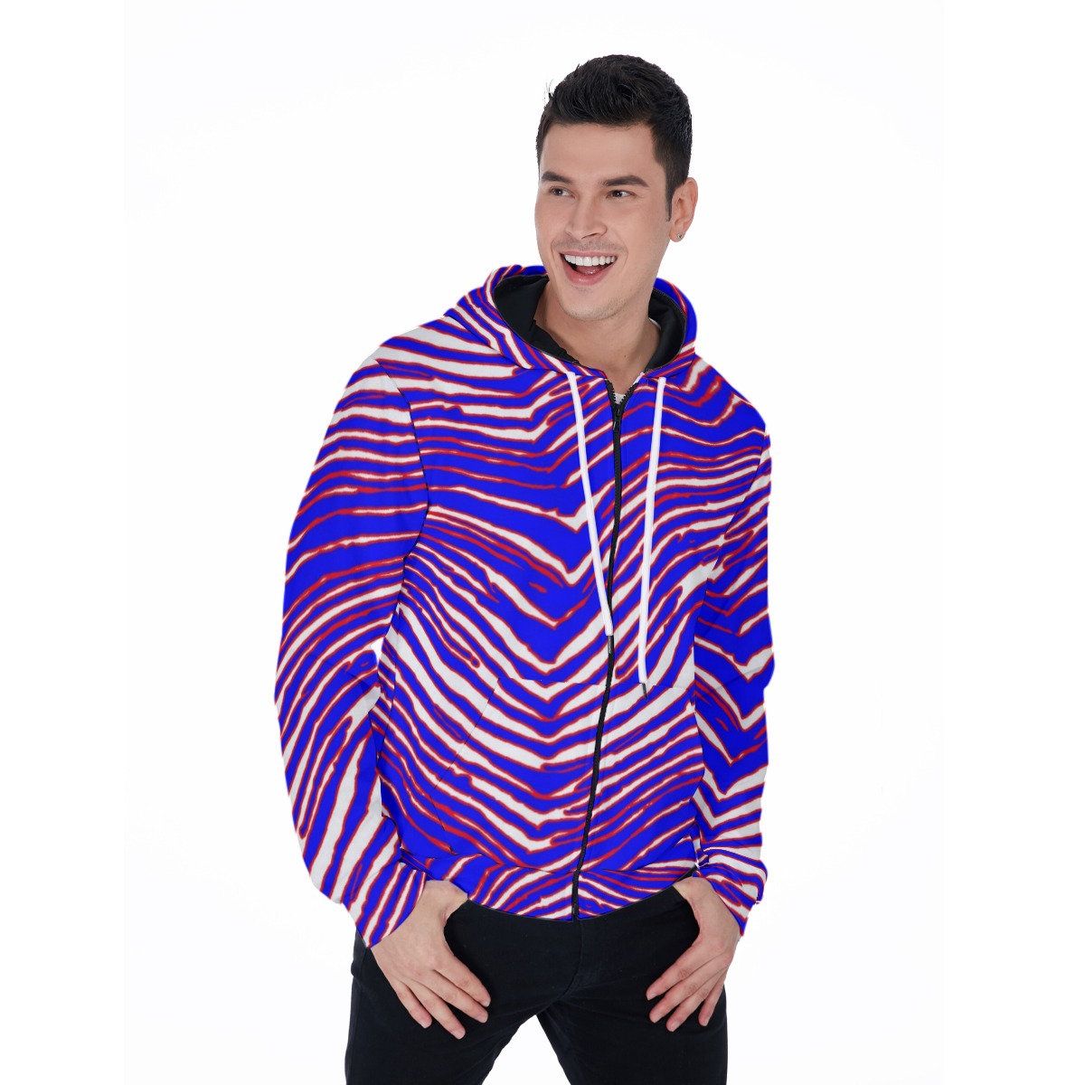 Buffalo Bills Zubaz Men's Mirco Fleece Zip Up Hoodie