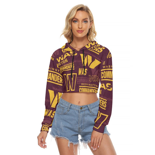 Washington Commanders Women's Crop Top Hoodie|Velvet