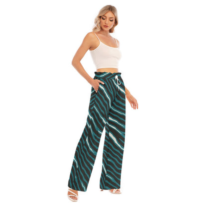 Philadelphia Football Game Day All-Over Print Women's Waist Fungus Edge Wide-leg Pants