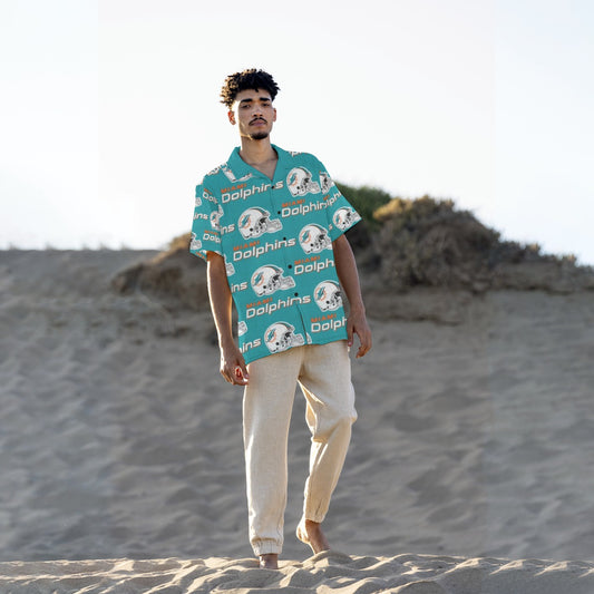 Miami Football Game Day All-Over Print Men's Hawaiian Shirt With Button Closure
