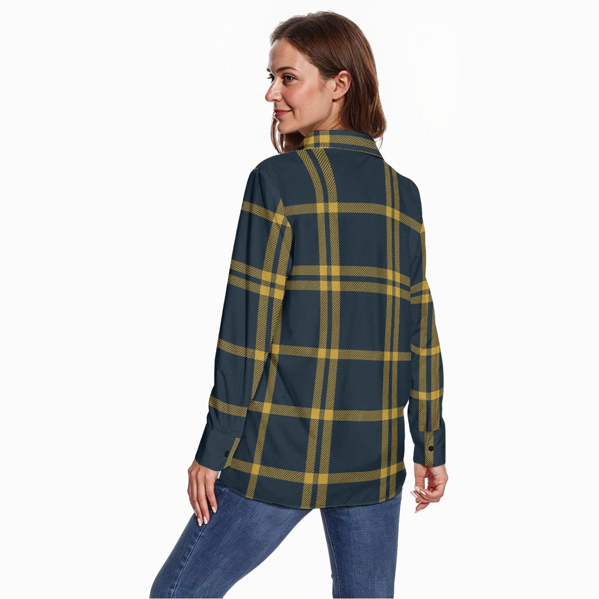 California UC Berkeley Golden Bears Tartan Plaid  Women's Long Sleeve Shirt