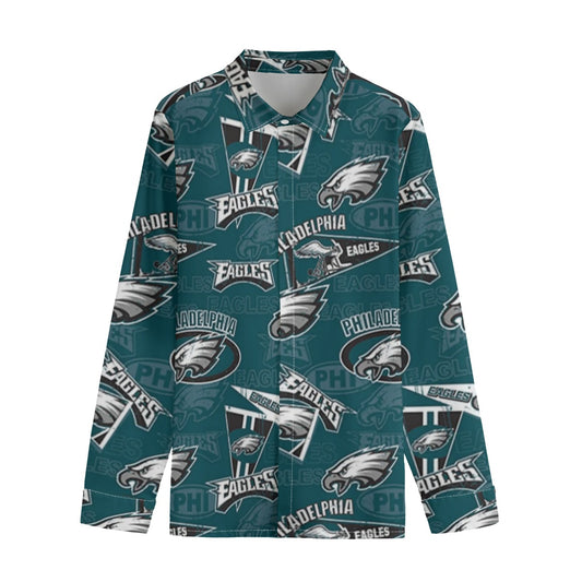 Philadelphia Football Game Day All-Over Print Men's Lapel Collar Shirt With Concealed Placket |115GSM Cotton poplin