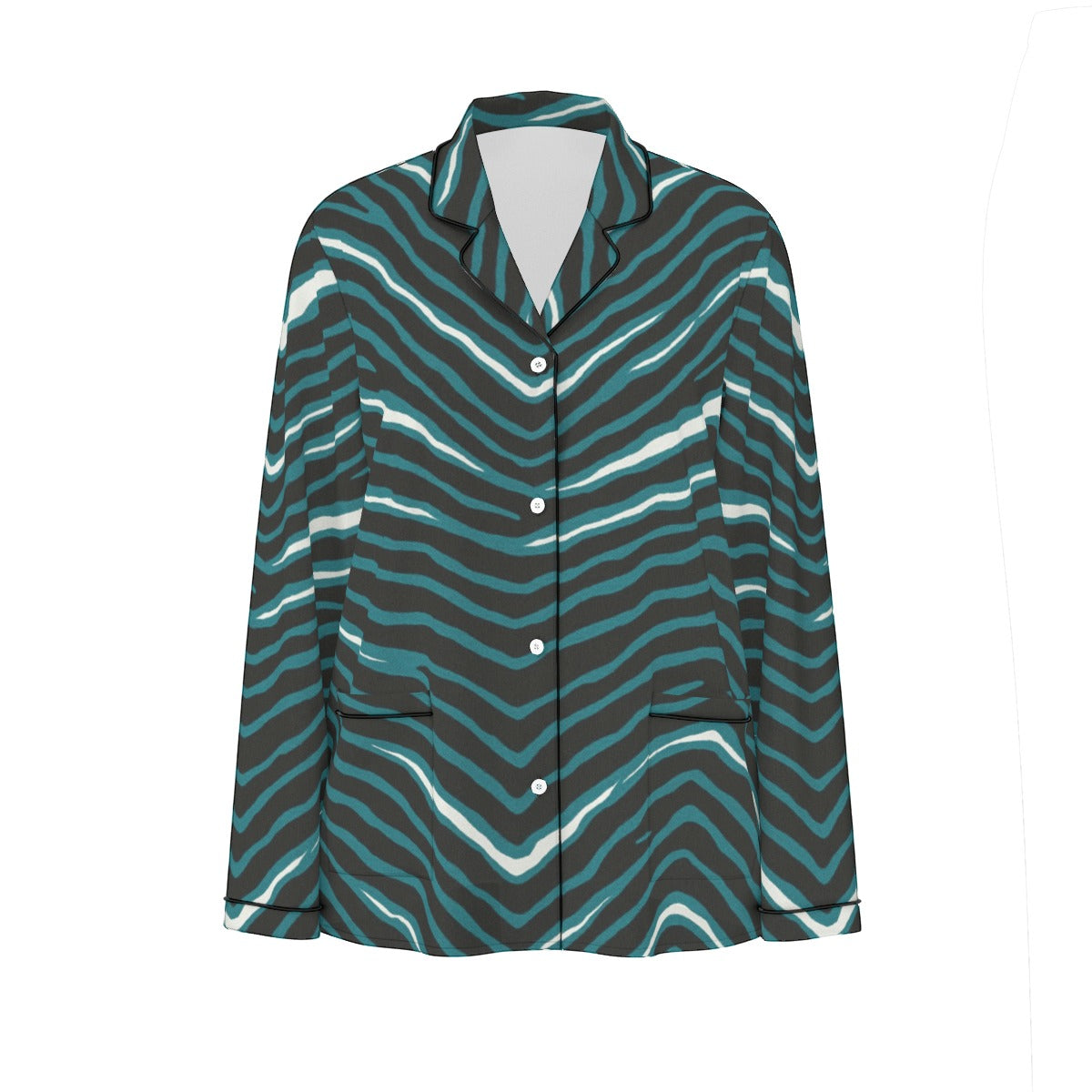 Philadelphia Football Game Day All-Over Print Women's Long Sleeve Pajama Set With Black Contrast Piping