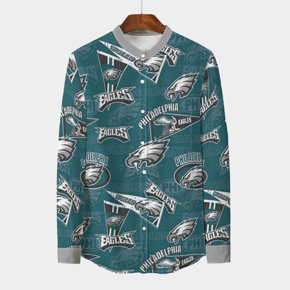 Urban Legend Philadelphia Eagles Stand Collar Shirt With Long Sleeve | 110GSM Imitation Flax