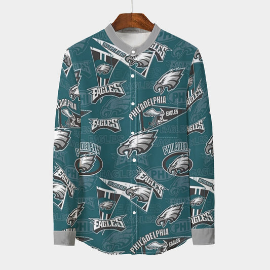 Urban Legend Philadelphia Eagles Stand Collar Shirt With Long Sleeve | 110GSM Imitation Flax