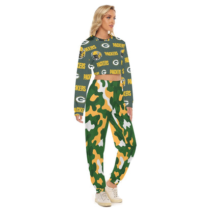 Green Bay Football Game Day All-Over Print Women's Crop Sweatshirt Suit