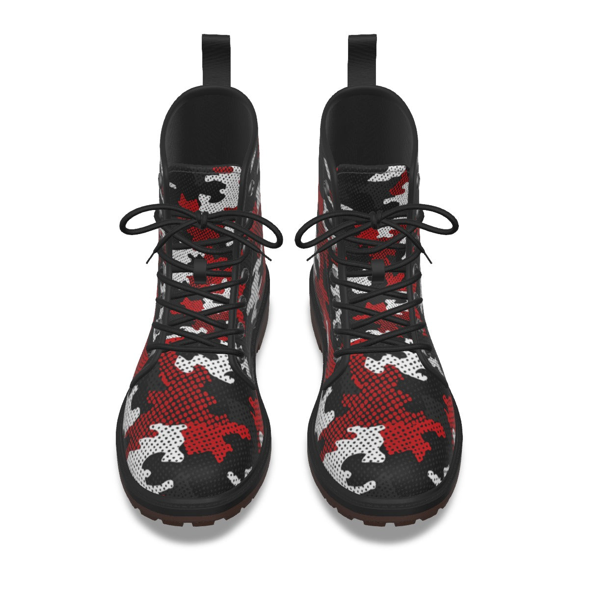 Urban Legend Utah Red, Black, and White Camo Martin Short Boots – Utes-Inspired Streetwear for Game