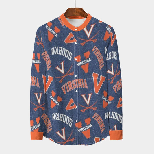 Virginia - Cavaliers Stand Collar Shirt With Long Sleeve|110GSM Imitation Flax