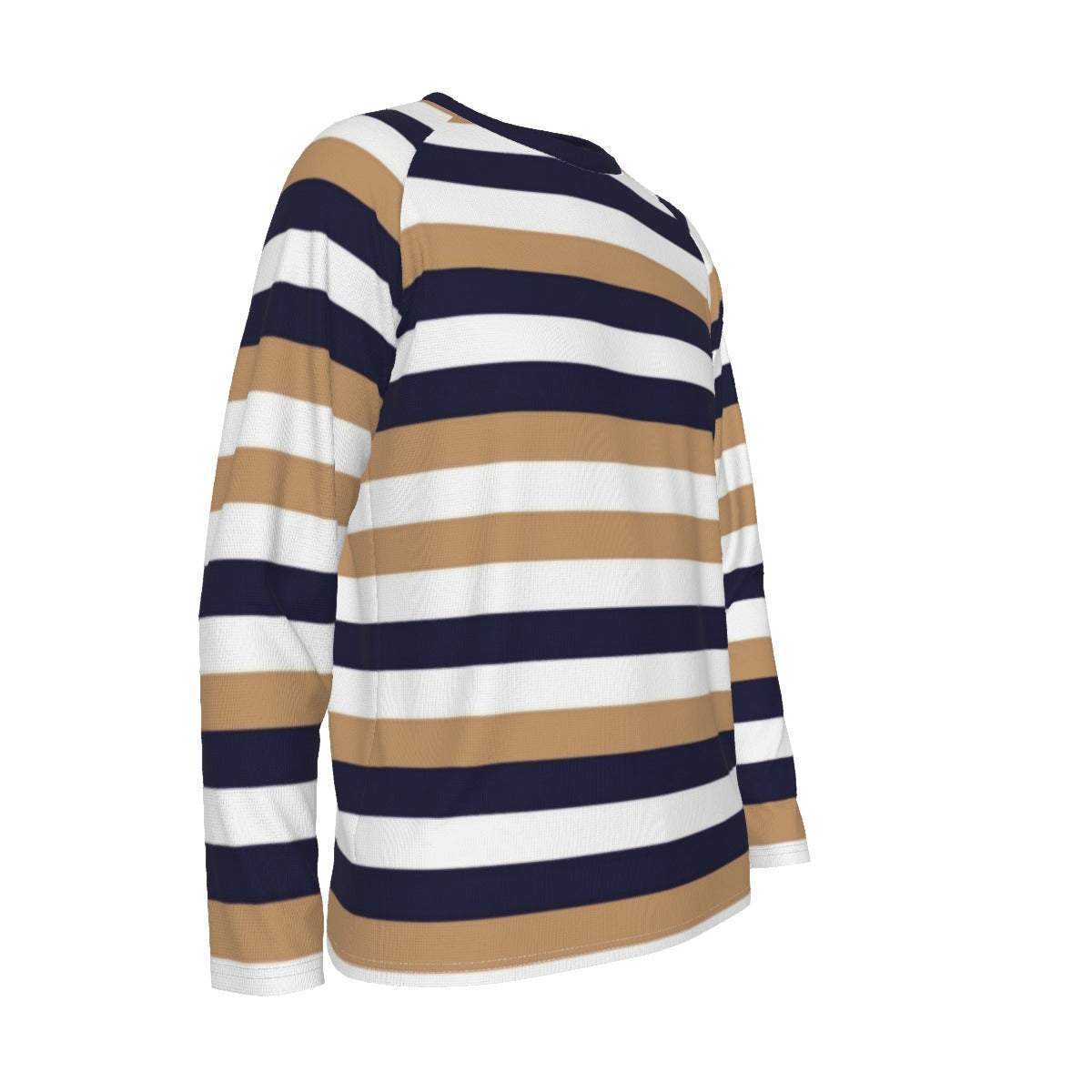 Beige and Navy Striped Long Sleeve Shirt – Timeless Coastal Elegance