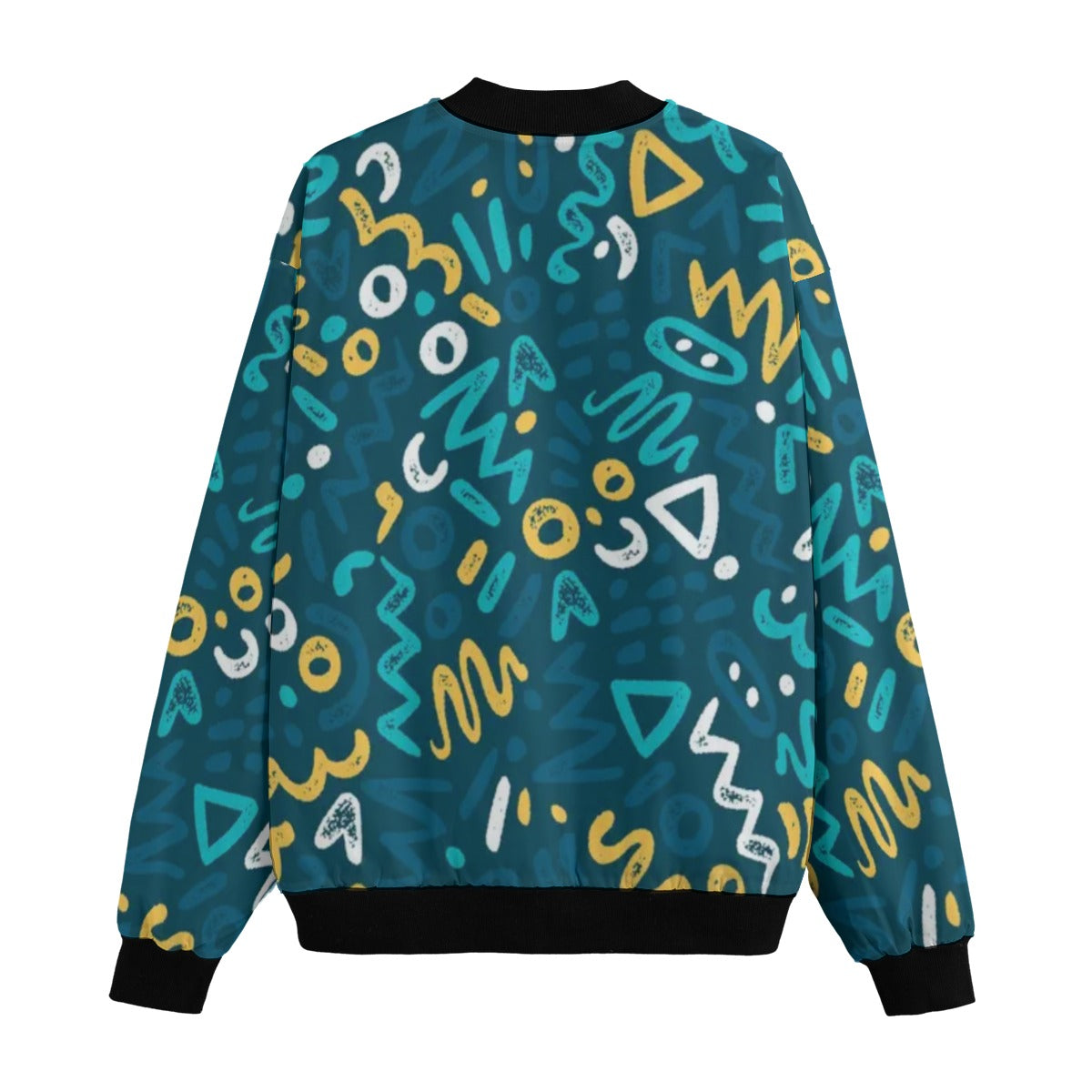 Urban Legend 90s Street Icons – Hand-Drawn Abstract Pattern Fleece Bomber Jacket