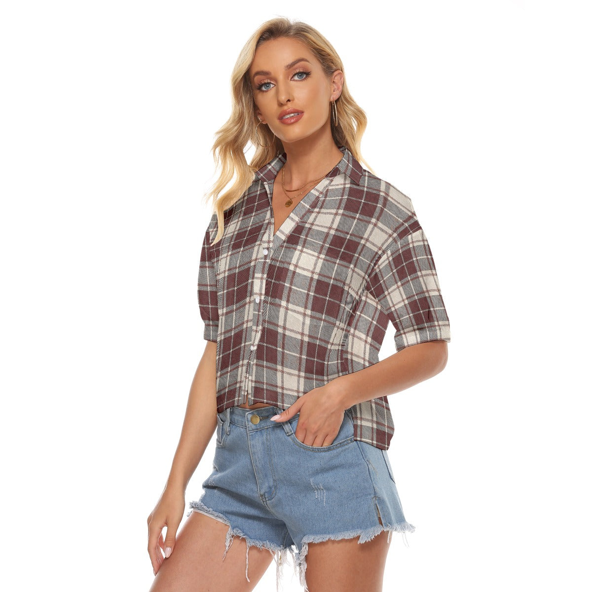 Oklahoma Tartan Plaid Sooners Women's V-neck Shirts