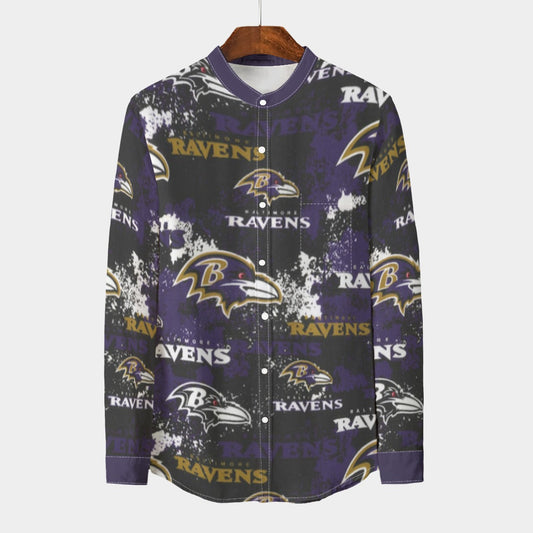 Urban Legend Baltimore Ravens Stand Collar Shirt With Long Sleeve | 110GSM Imitation Flax
