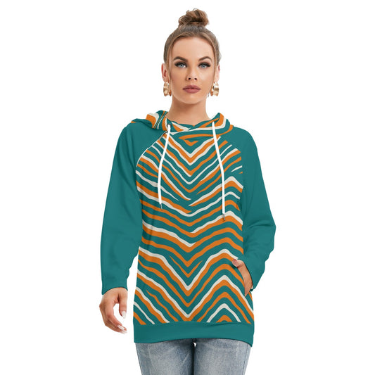 Miami Football Game Day All-Over Print Women's Hoodie With Double Hood