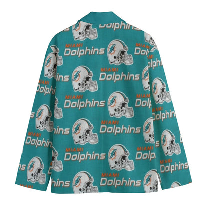Miami Dolphins Suit Flat Lapel Collar Blazer