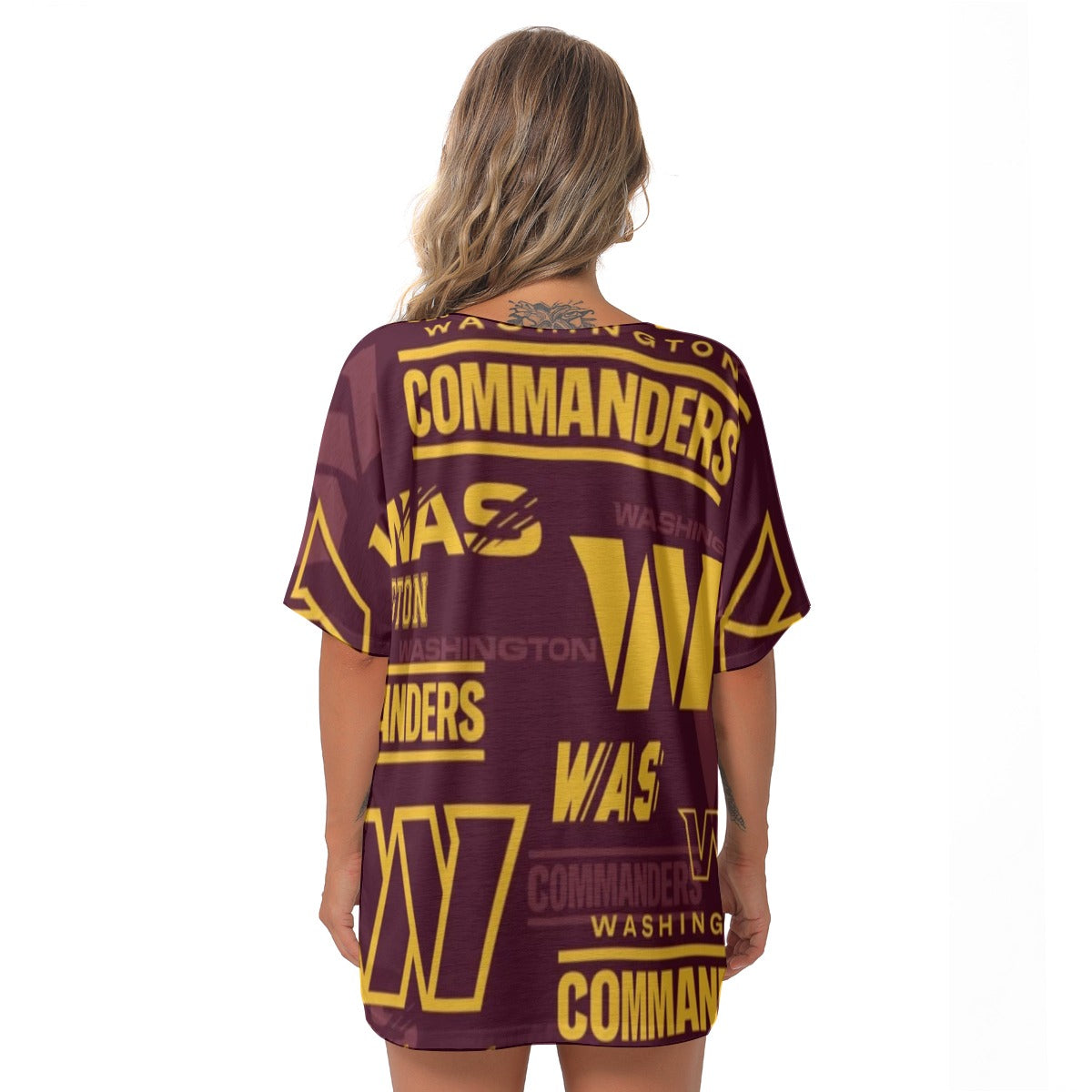 Washington Commanders Women's Bat Sleeves V-Neck Blouse