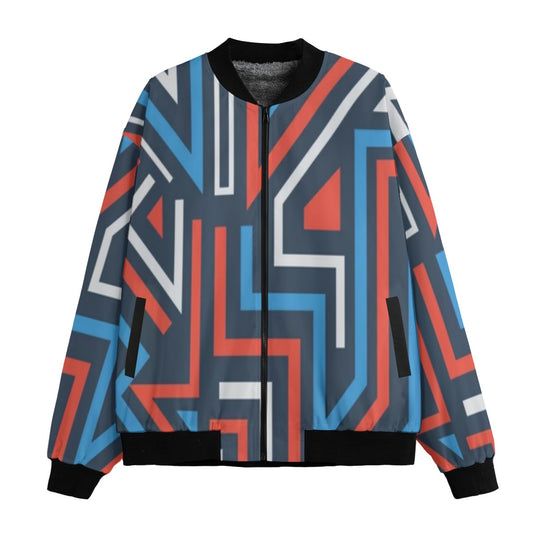 Urban Legend 90s Street Icons Abstract Graffiti Geometric Shapes Lines Fleece Bomber Jacket