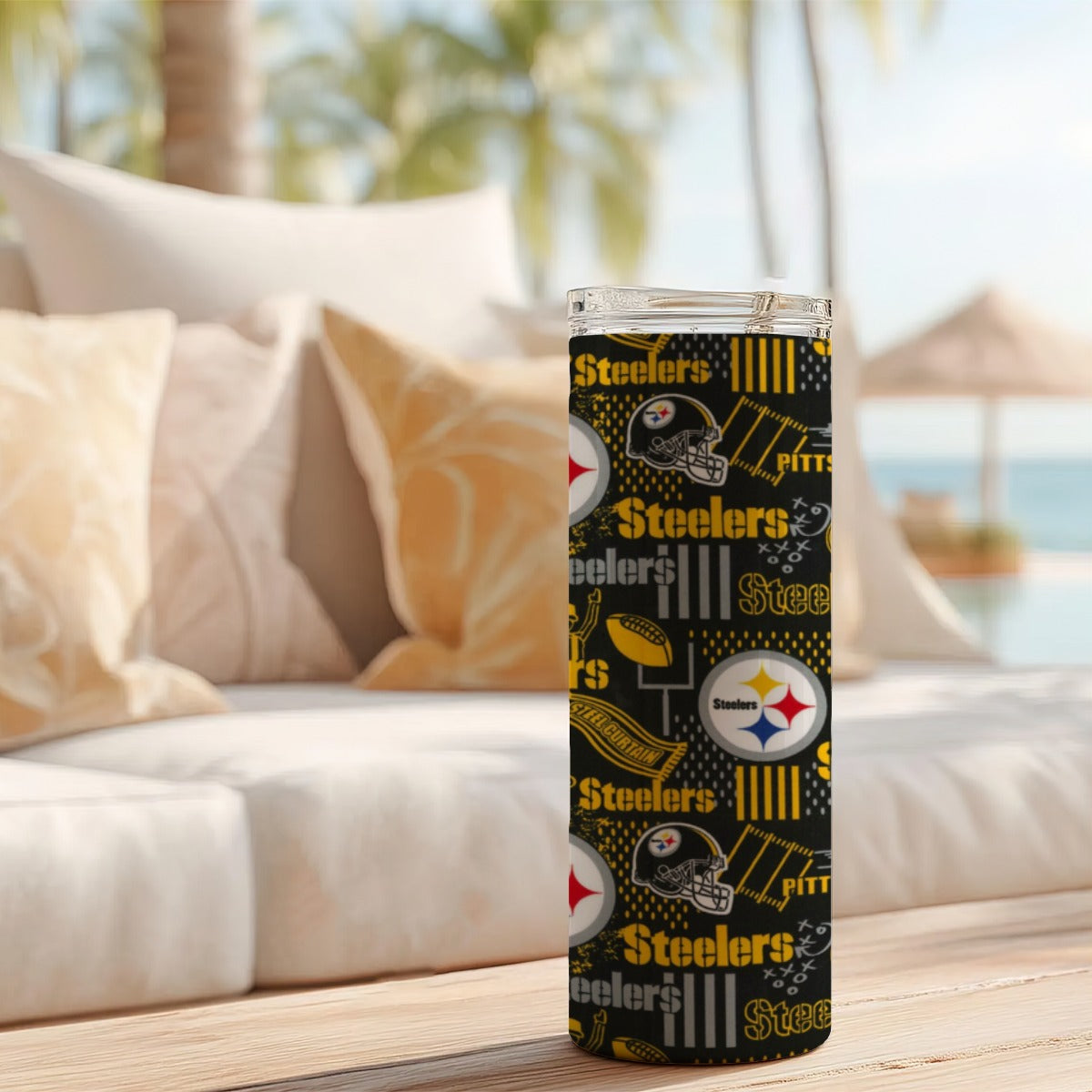 Pittsburgh Steelers Skinny Tumbler Stainless Steel with Lids 20OZ