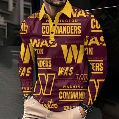Washington Commanders Men's Polo Shirt With Long Sleeve