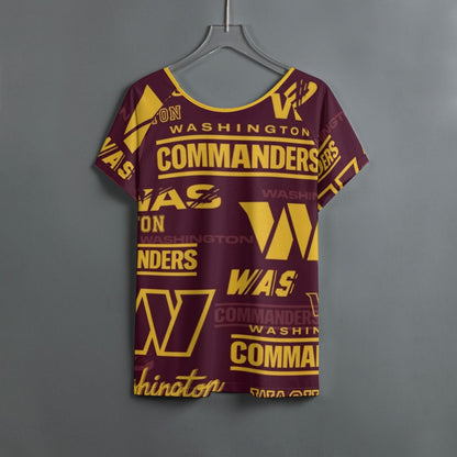 Washington Commanders Women's Round Neck T-shirt With Raglan Sleeve