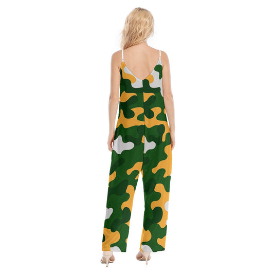 Green Bay Football Game Day All-Over Print Women's Loose Cami Jumpsuit