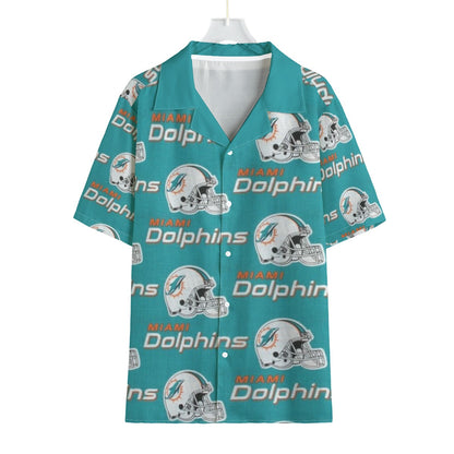 Miami Football Game Day All-Over Print Men's Faux Linen Hawaiian Shirt