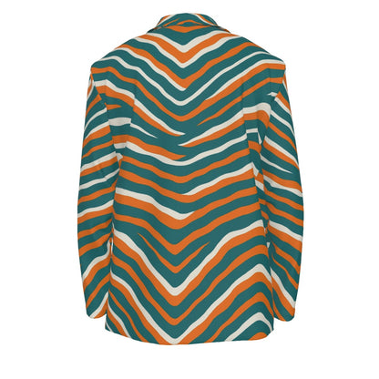 Miami Football Game Day All-Over Print Men's Casual Flat Lapel Collar Blazer