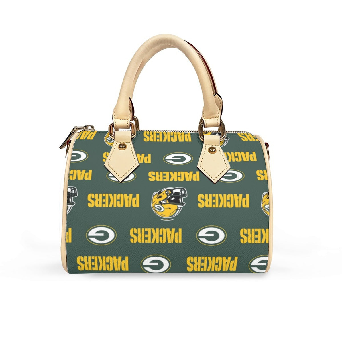 Green Bay Football Game Day Classic Barrel-Shaped PU Leather Handbag
