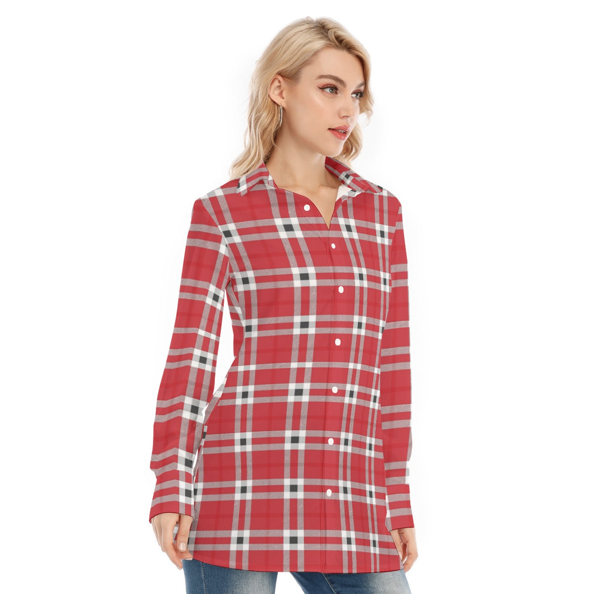 Houston Tartan Plaid Cougars Women's Long Shirt